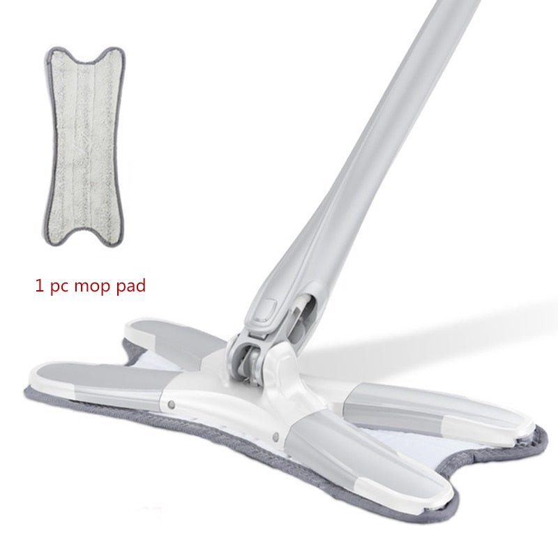 X-type Floor Mop with 3pcs Reusable Microfiber Pads 360 Degree Flat Mop for Home Replace Hand-free Wash Household Cleaning Tools - Snapmart.store