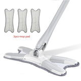 X-type Floor Mop with 3pcs Reusable Microfiber Pads 360 Degree Flat Mop for Home Replace Hand-free Wash Household Cleaning Tools - Snapmart.store