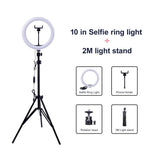 Video Light Dimmable LED Selfie Ring Light USB ring lamp Photography Light with Phone Holder 2M tripod stand for Makeup Youtube - Snapmart.store