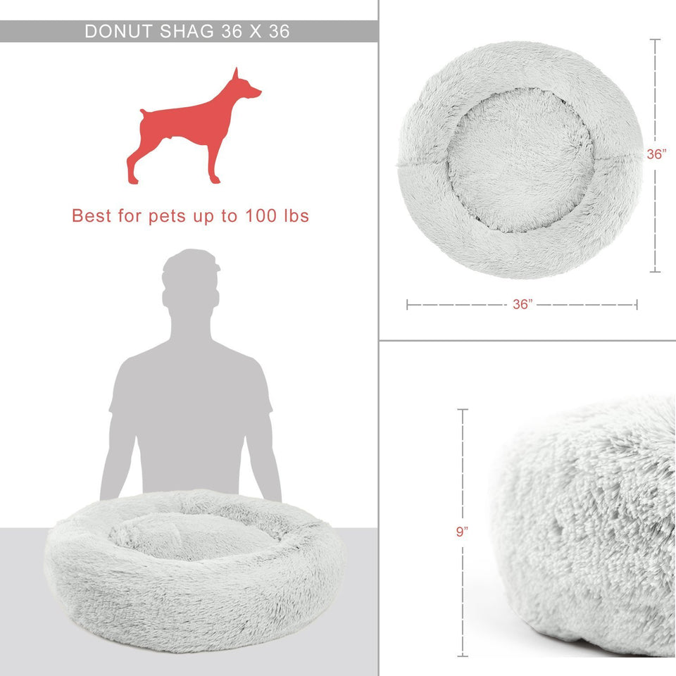 Calming Shag Vegan Fur Donut Cuddler -  36"x36" - Snapmart.store