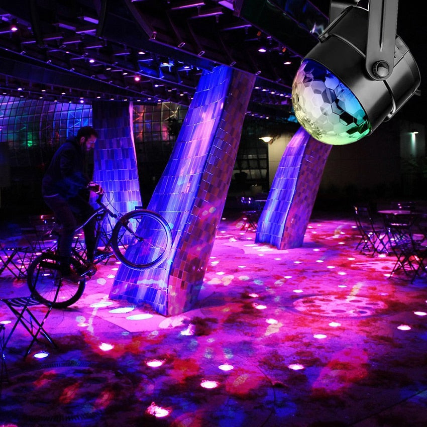Sound Activated Rotating Disco Ball Party Lights Strobe Light 3W RGB LED Stage Lights For Christmas Home KTV Xmas Wedding Show - Snapmart.store