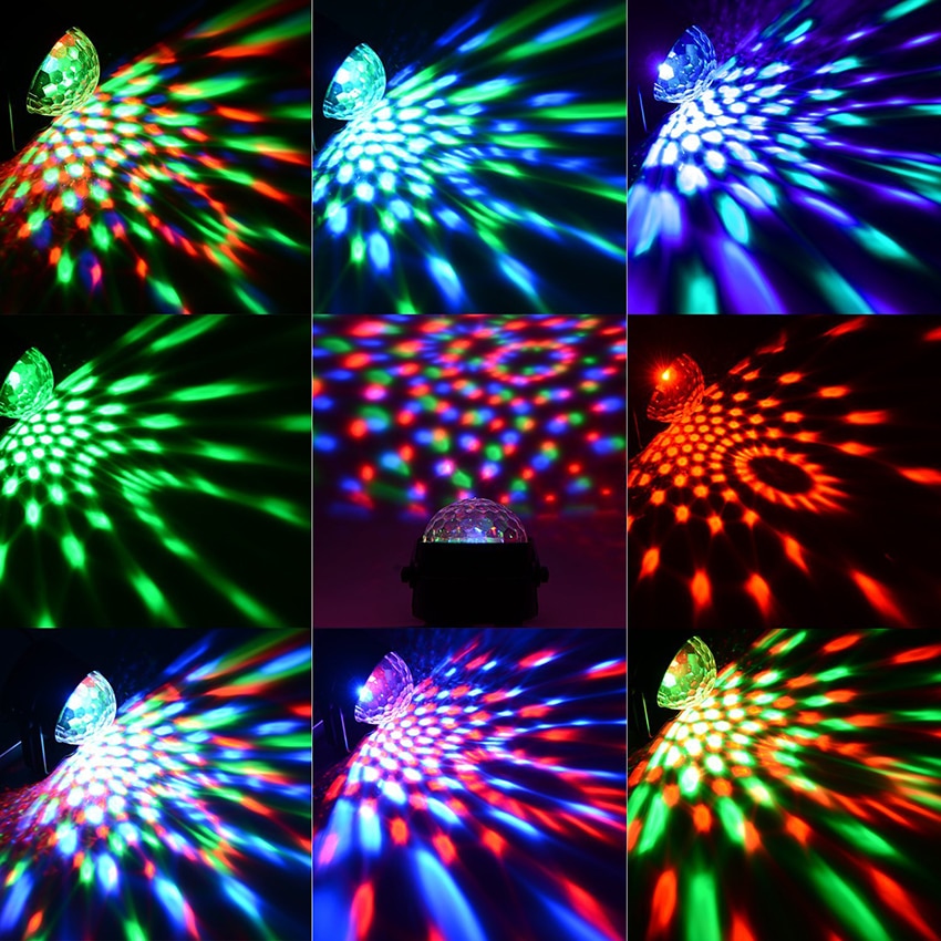 Sound Activated Rotating Disco Ball Party Lights Strobe Light 3W RGB LED Stage Lights For Christmas Home KTV Xmas Wedding Show - Snapmart.store