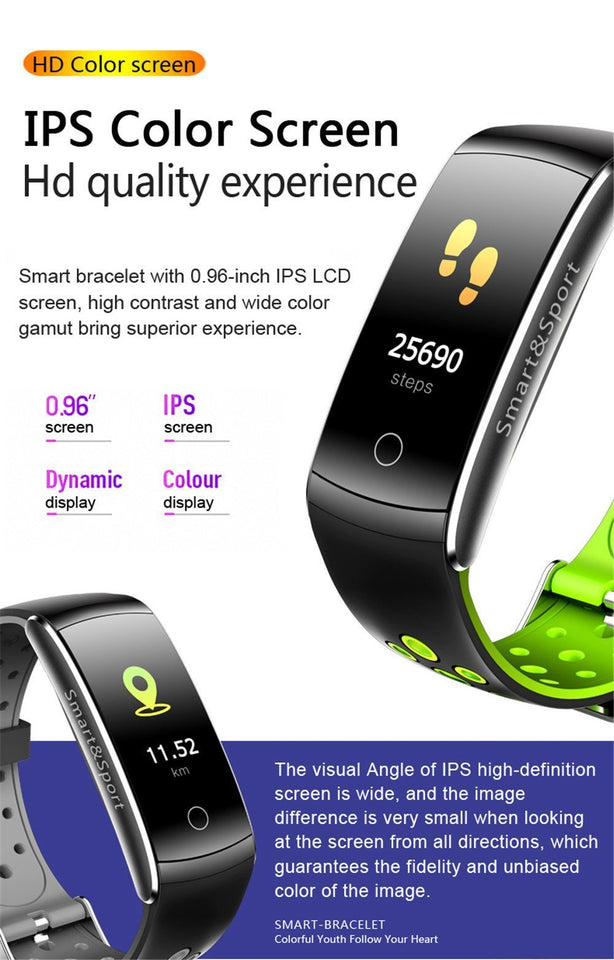 Smart Bracelet Heart Rate Monitor Waterproof Fitness Tracker Bluetooth Watch Band - Snapmart.store