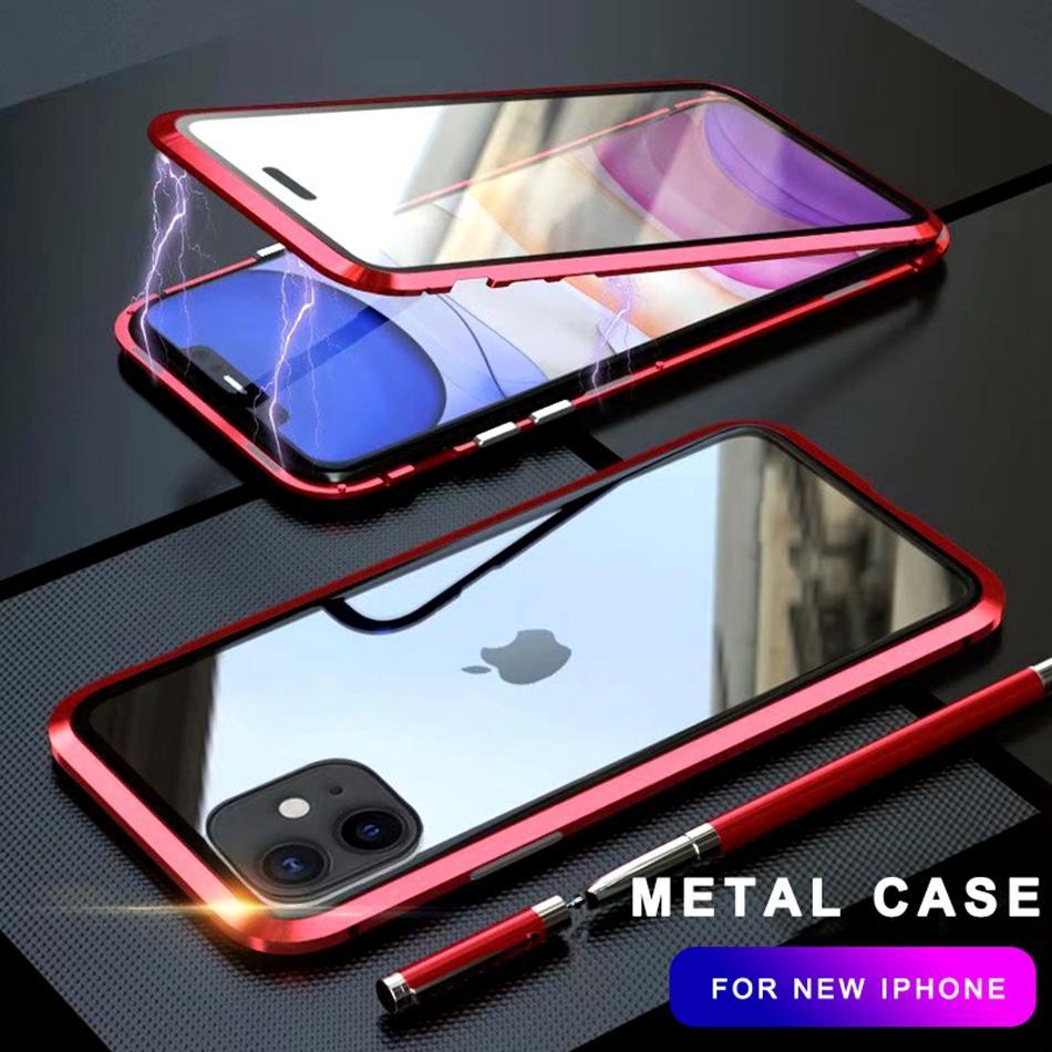 360 Metal Case For iPhone 6 7 8 Plus X XR XS MAX Case Magnetic Luxury Shockproof Tempered Glass Cover For iPhone 11 Pro Max Case - Snapmart.store