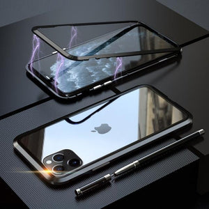 360 Metal Case For iPhone 6 7 8 Plus X XR XS MAX Case Magnetic Luxury Shockproof Tempered Glass Cover For iPhone 11 Pro Max Case - Snapmart.store