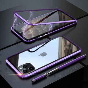 360 Metal Case For iPhone 6 7 8 Plus X XR XS MAX Case Magnetic Luxury Shockproof Tempered Glass Cover For iPhone 11 Pro Max Case - Snapmart.store