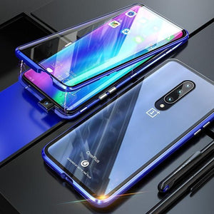 Magnetic Case For One plus 7 Pro Double Glass Oneplus7 7 Pro Case Full Protective Cover Front Tempered Glass screen Protector - Snapmart.store