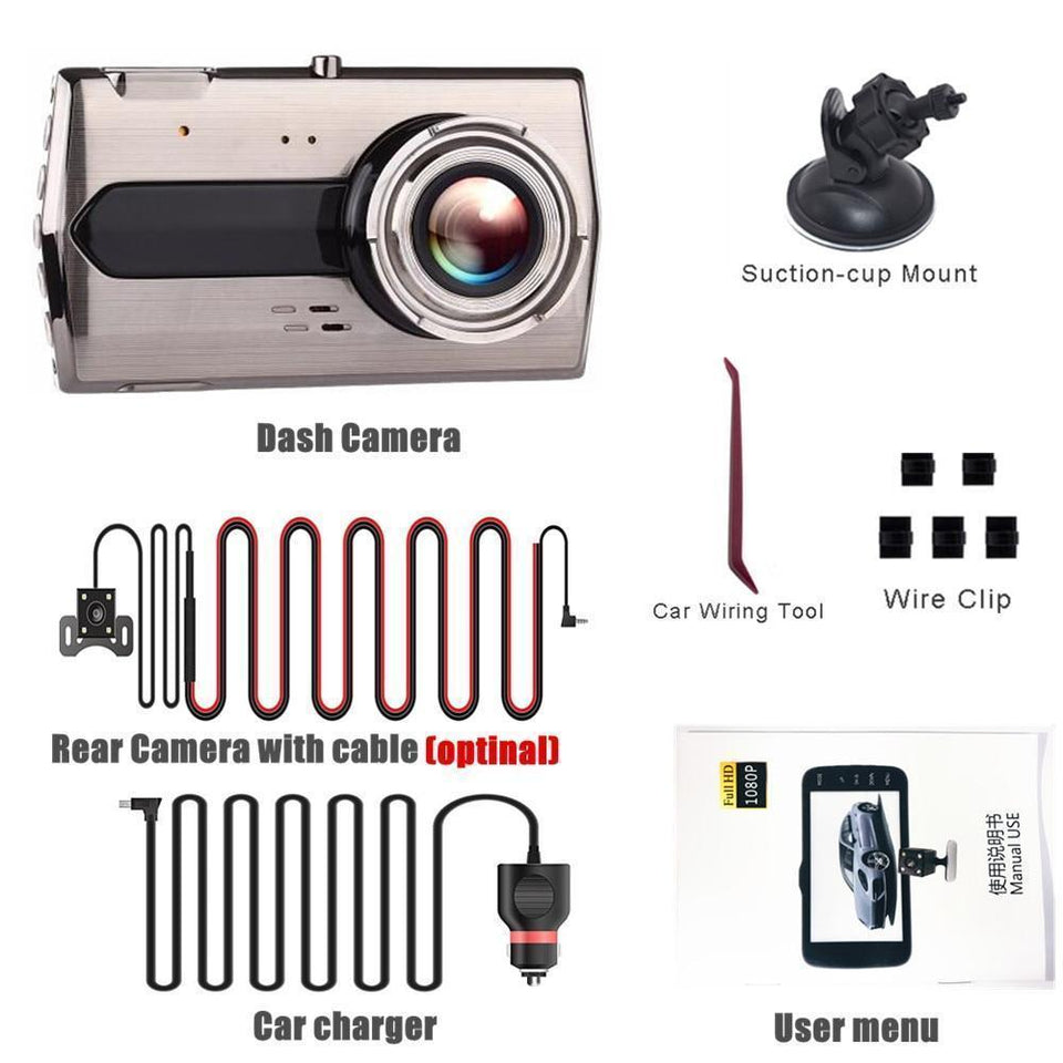 Dash Cam Dual Lens Car DVR Vehicle Camera Full HD 1080P - Snapmart.store