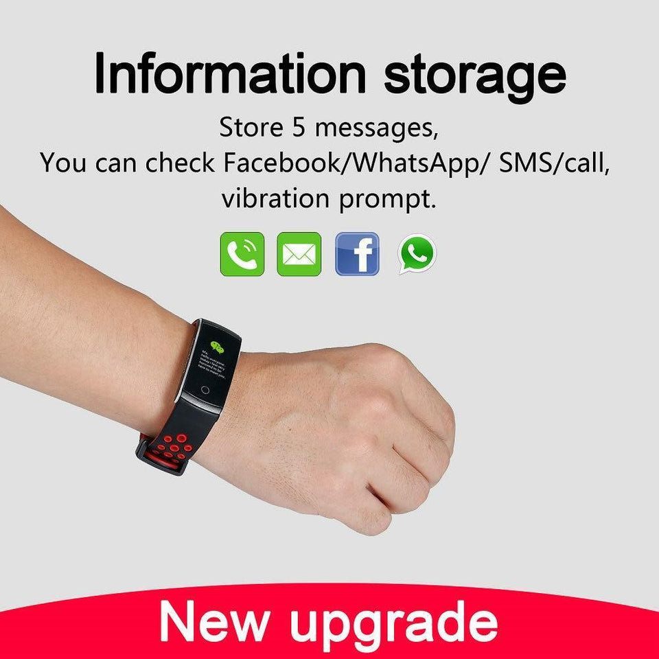 Smart Bracelet Heart Rate Monitor Waterproof Fitness Tracker Bluetooth Watch Band - Snapmart.store