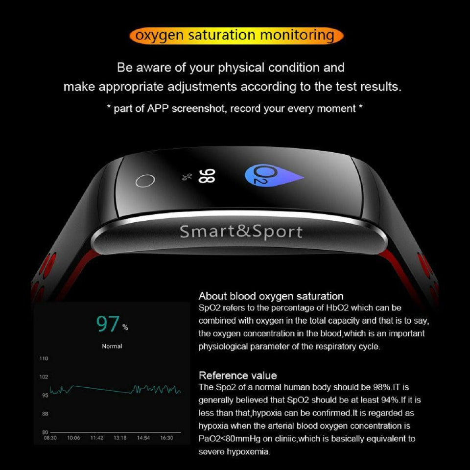 Smart Bracelet Heart Rate Monitor Waterproof Fitness Tracker Bluetooth Watch Band - Snapmart.store