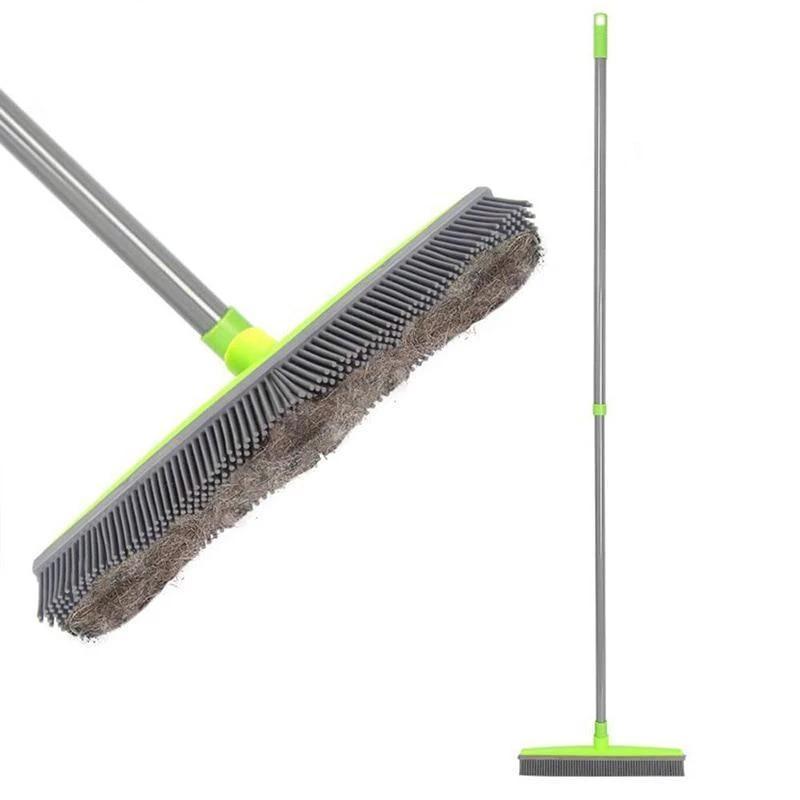 Miracle Broom 3-in-1 Bristles Sweeper Squeegee Scratch Free Bristle Broom for Pet Cat Dog Hair Carpet Hardwood Windows - Snapmart.store