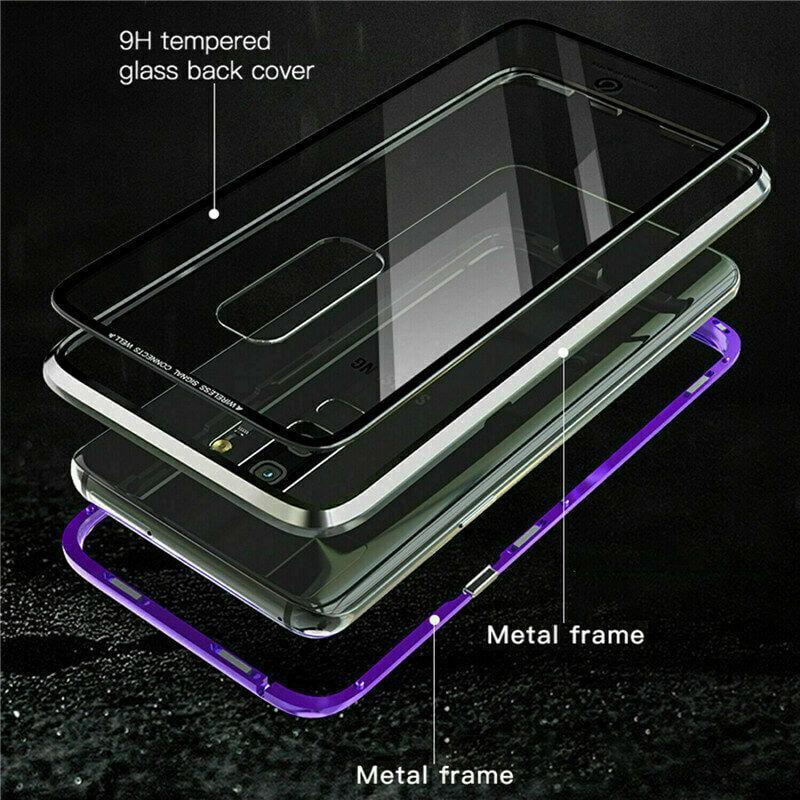 360° Magnetic Case For Samsung S10 Plus S9 Note 10 + Double Sided Tempered Glass - Snapmart.store