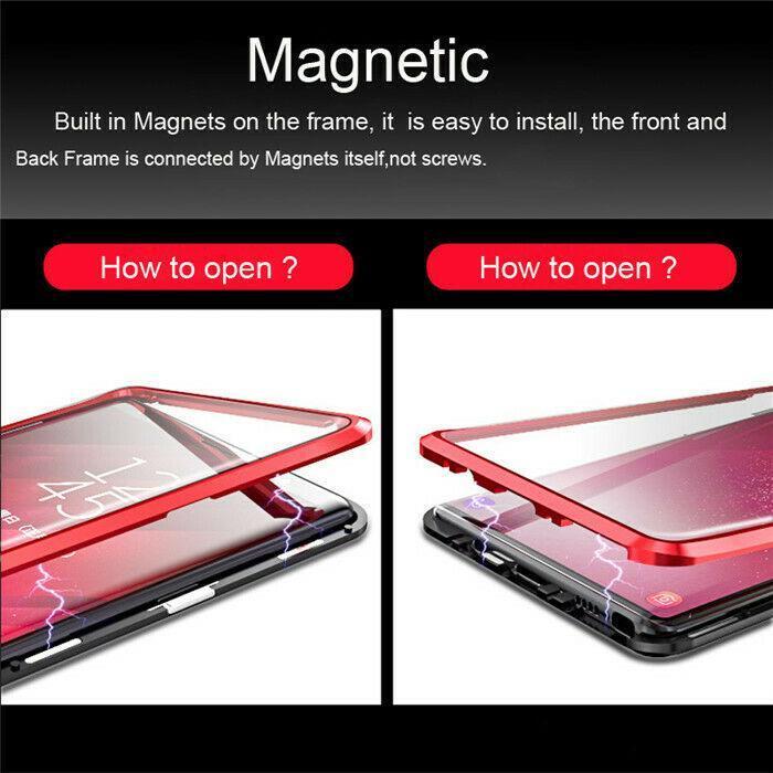 360° Magnetic Case For Samsung S10 Plus S9 Note 10 + Double Sided Tempered Glass - Snapmart.store