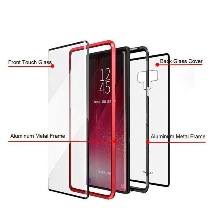 360° Magnetic Case For Samsung S10 Plus S9 Note 10 + Double Sided Tempered Glass - Snapmart.store